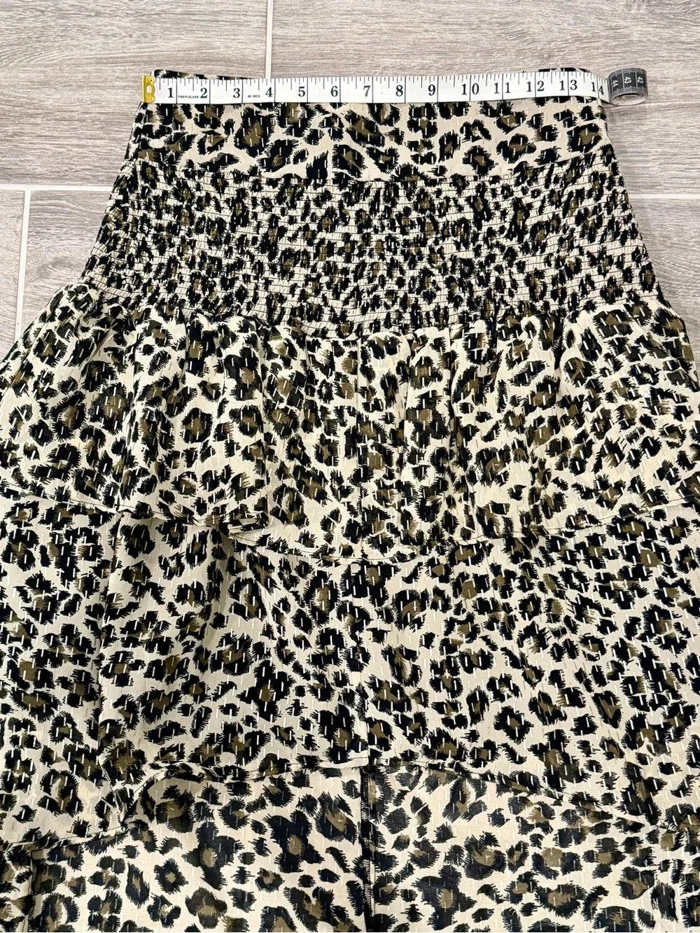 NWT! WALTER BAKER Dusty Olive Metallic Leopard Asymmetric Minty Skirt. Size 6.